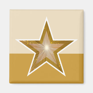 "Gold" Star fridge magnet square cream gold