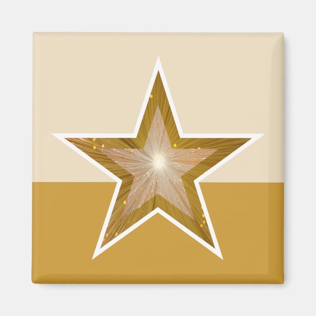 "Gold" Star fridge magnet square cream gold (Front)