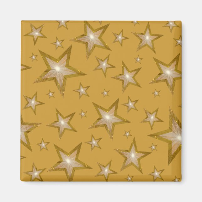 Gold Star fridge magnet square gold (Front)