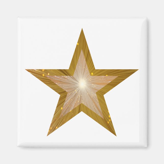"Gold" Star fridge magnet square white (Front)