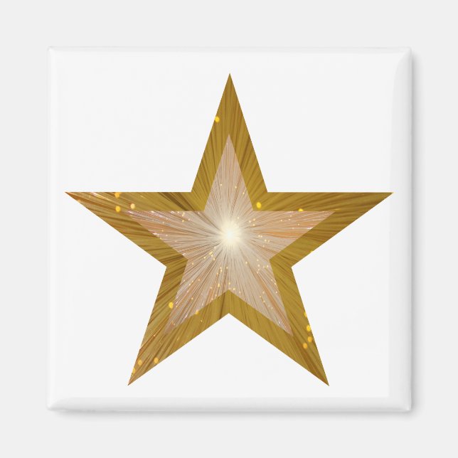 Gold Star fridge magnet square white (Front)