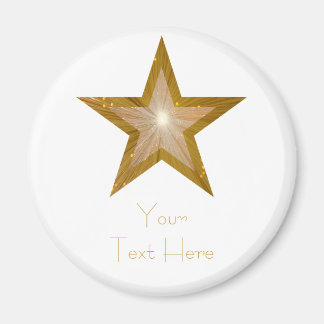Gold Star fridge 'Your Text' magnet round white