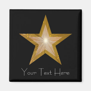 Gold Star fridge 'Your Text' magnet square black