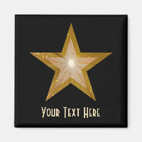 Gold Star fridge 'Your Text' magnet square black