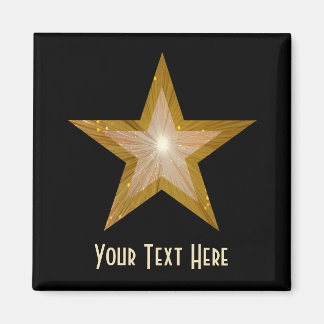 Gold Star fridge 'Your Text' magnet square black