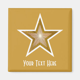 "Gold" Star fridge 'Your Text' magnet square gold