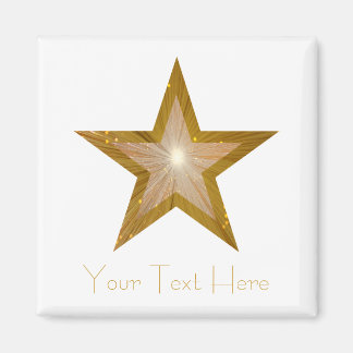 Gold Star fridge 'Your Text' magnet square white