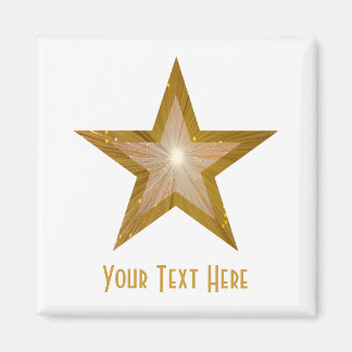 Gold Star fridge 'Your Text' magnet square white