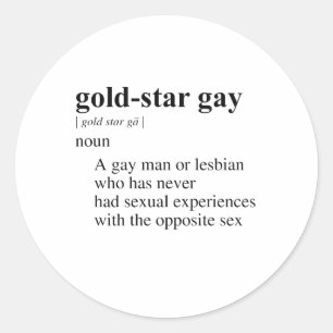 GOLD-STAR GAY CLASSIC ROUND STICKER