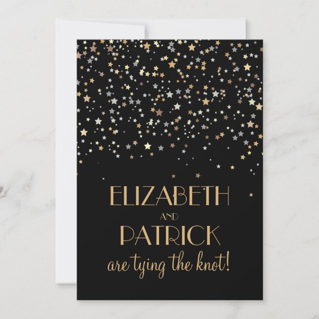 Gold Star Glitter Confetti Wedding Invitation (Front)