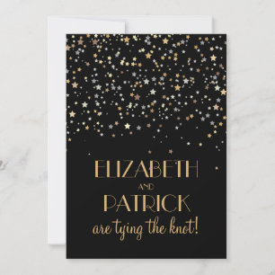 Gold Star Glitter Confetti Wedding Invitation