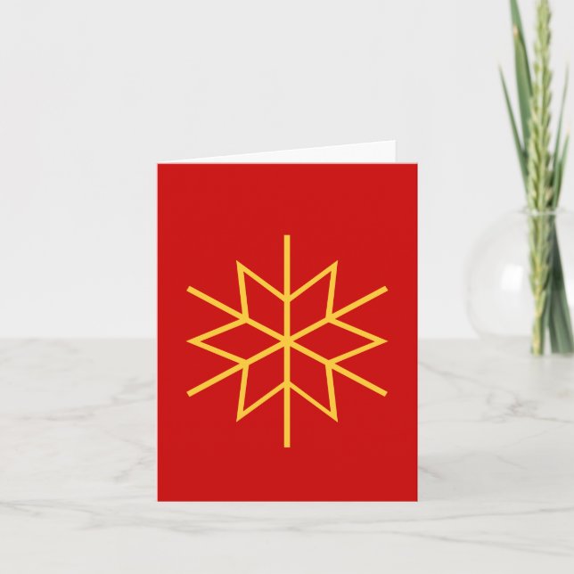 gold star graphic design red christmas note card (Front)