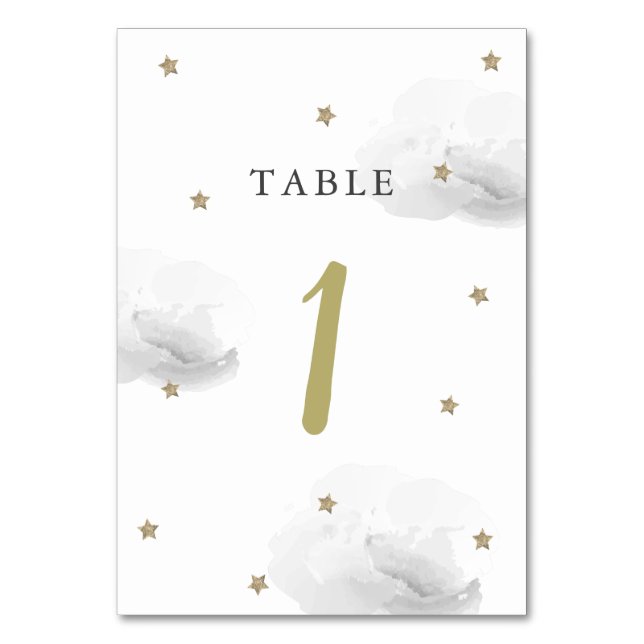 Gold Star & Grey Cloud Table Number (Front)