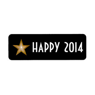 Gold Star 'happy 2014' label small black