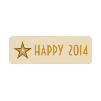 Gold Star 'Happy 2014' label small cream