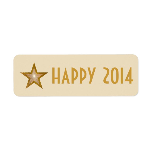 Gold Star 'Happy 2014' label small cream (Front)