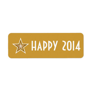 Gold Star 'happy 2014' label small gold
