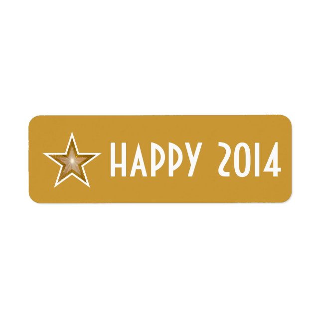 Gold Star 'happy 2014' label small gold (Front)