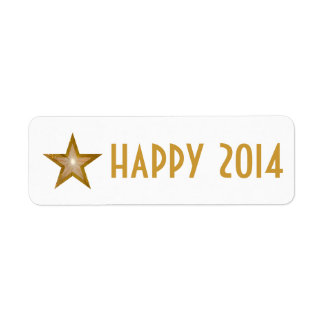 Gold Star 'happy 2014' label small white