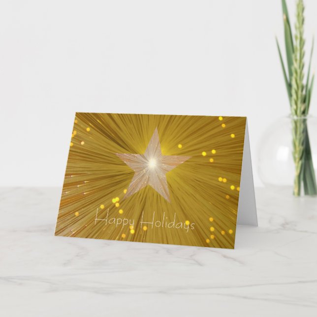Gold Star 'Happy Holidays' text greetings card (Front)
