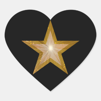 Gold Star heart sticker black