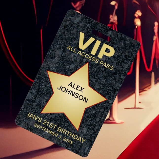 Gold Star Hollywood VIP Pass Party Favour ID Badge (Creator Uploaded)