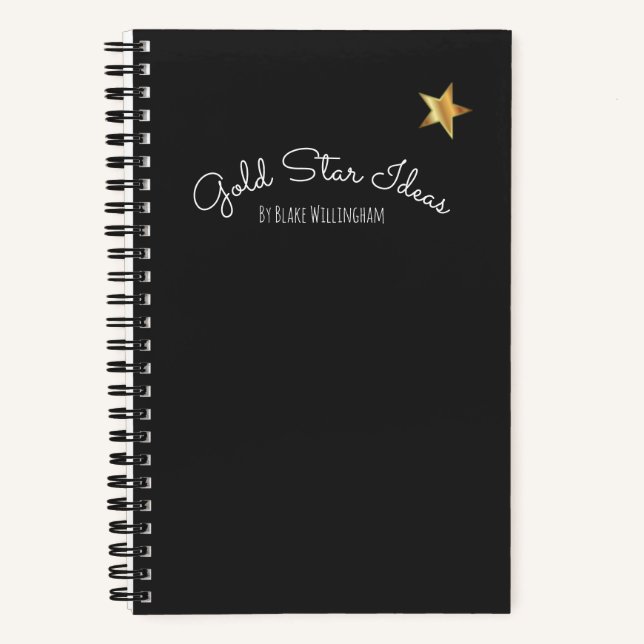 Gold Star Ideas Personalized Sketchbook Notebook (Front)