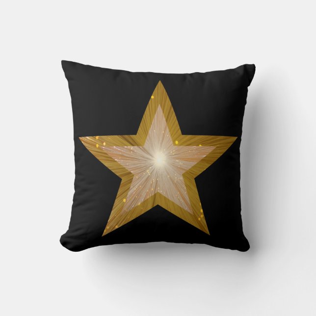 Gold Star large & small throw pillow square black (Front)