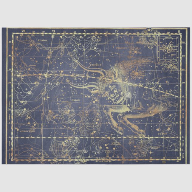 Gold Star Map Series Design 17 Tissue Paper (Front)