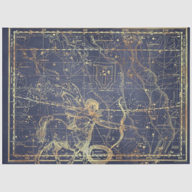 Gold Star Map Series Design 6 Tissue Paper (Front)