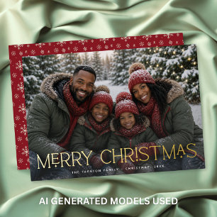 Gold Star Merry Christmas Family Photo