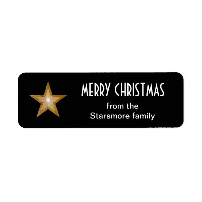 Gold Star 'Merry Christmas' label small black (Front)