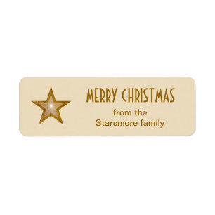 Gold Star 'Merry Christmas' label small cream