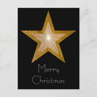 Gold Star 'Merry Christmas' postcard black