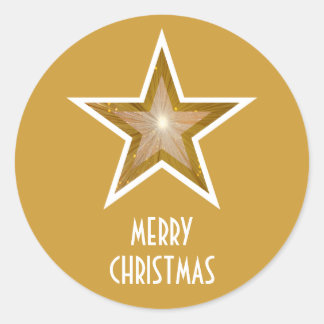 Gold Star 'Merry Christmas'' round sticker yellow