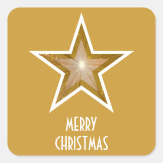Gold Star 'Merry Christmas'' square sticker yellow