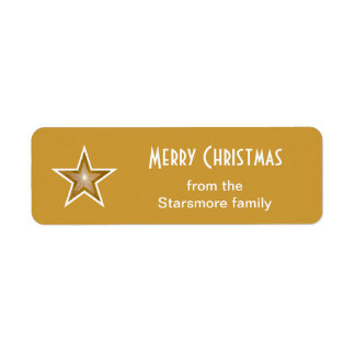 Gold Star 'Merry Christmas' text label small gold