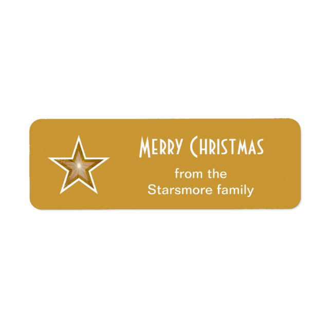 Gold Star 'Merry Christmas' text label small gold (Front)