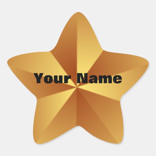 Gold Star Metallic Look Custom Stickers (Front)
