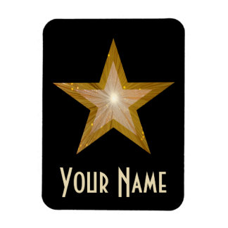 "Gold" Star 'Name' flexible magnet black