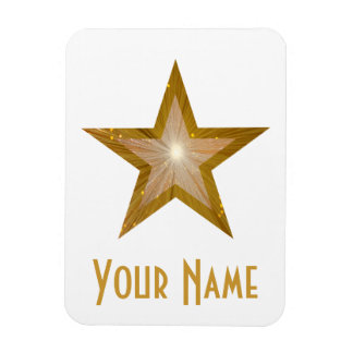"Gold" Star 'Name' flexible magnet white