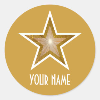 Gold Star 'Name' round sticker yellow