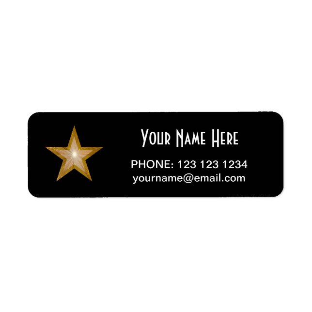Gold Star 'Name' text label small black (Front)