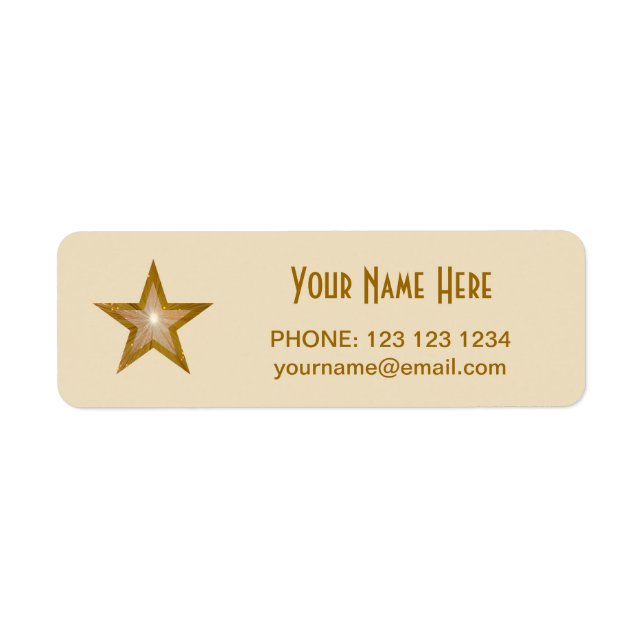 Gold Star 'Name' text label small cream (Front)