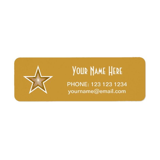 Gold Star 'Name' text label small gold (Front)
