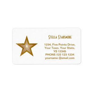 Gold Star 'Name' text label white