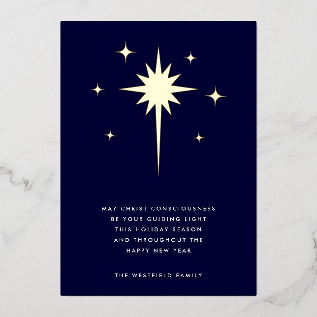 Gold Star of Bethlehem on Midnight Blue Christmas (Front)