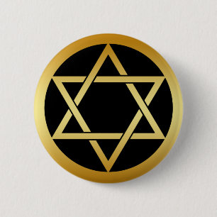 GOLD STAR OF DAVID 6 CM ROUND BADGE