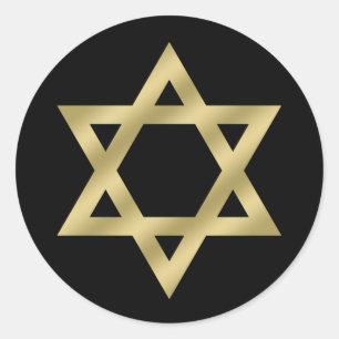 Gold Star of David Black Classic Round Sticker
