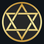 GOLD STAR OF DAVID CLASSIC ROUND STICKER<br><div class="desc">Gold Star of David.</div>